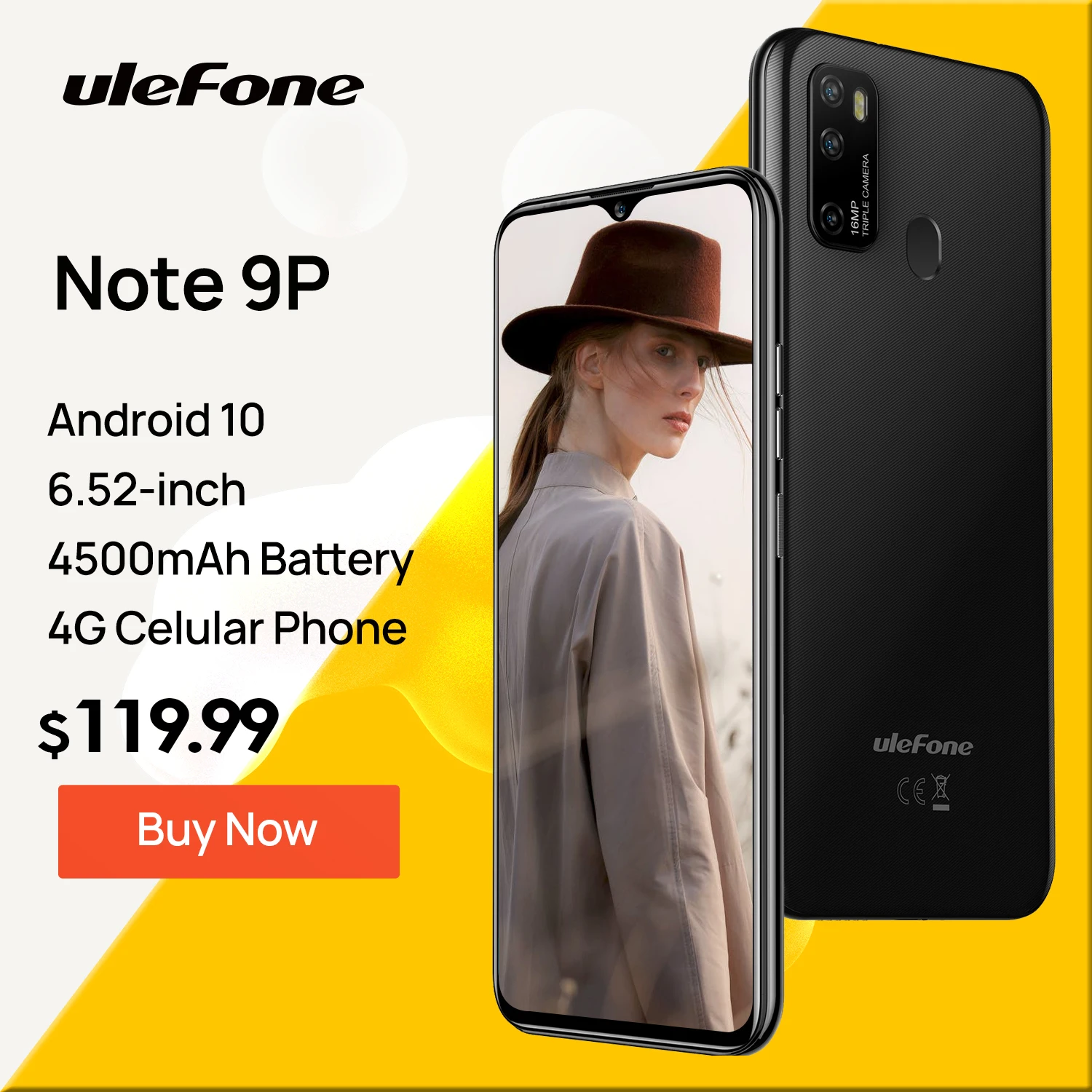 

Unlocked Smartphones Ulefone Note 9P Android 10 4GB+64GB 6.52" Waterdrop Full-Screen Dual SIM Phones, 4500mAh Global Bands