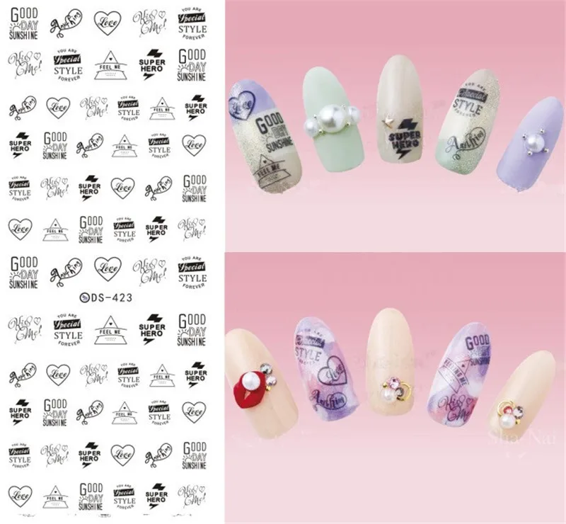 1 лист украшения для дизайна ногтей Кролик цветы дизайнерские Водные Наклейки