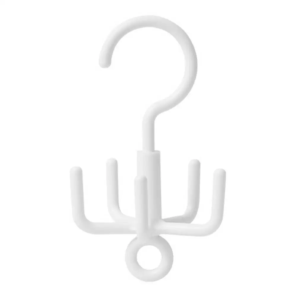 

360 Rotating Tie Rack Hanger Closet Organizer Hooks Multipurpose 5-Hook Organizer Hook Scarf For Closet Storage White Tie Bel