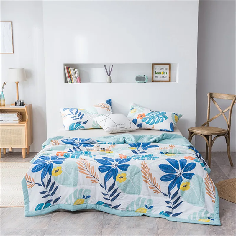 Одеяло с цветочным принтом в стиле пэчворк мягкое удобное покрывало для кровати