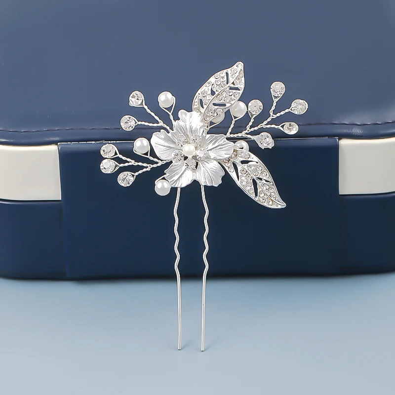 Модные заколки для волос с листьями и жемчугом цветами ручной работы из розового