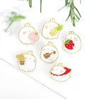 Мультяшная брошь кролик с толстыми фруктами заколка милое маленькое животное эмалированный сплав значок с ананасом клубникой персиком детский подарок