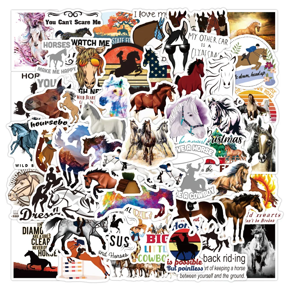

10/30/50pcs Equestrian Lovers Graffiti Horse Stickers Toy DIY Laptop Motorcycle Phone Guitar Helmet Car Kids Sticker Decals Gift