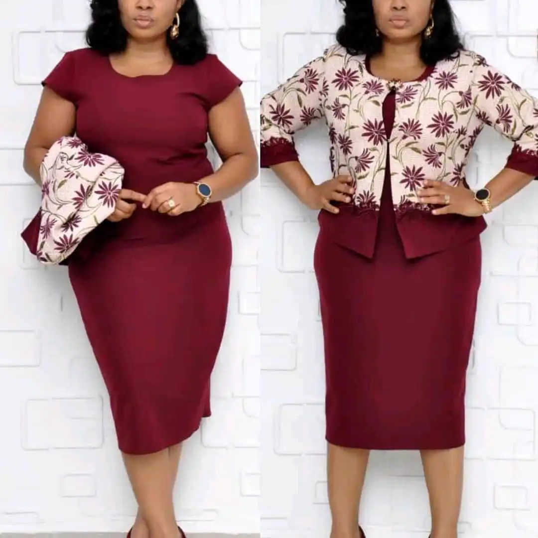 

2019 new arrival autumn elegent fashion style african women printing plus size dress suit XL-4XL