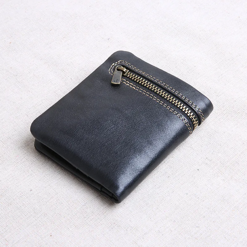 PNDME fashion genuine leather short men's women's small wallet retro designer natural real cowhide thin card holder coin purse