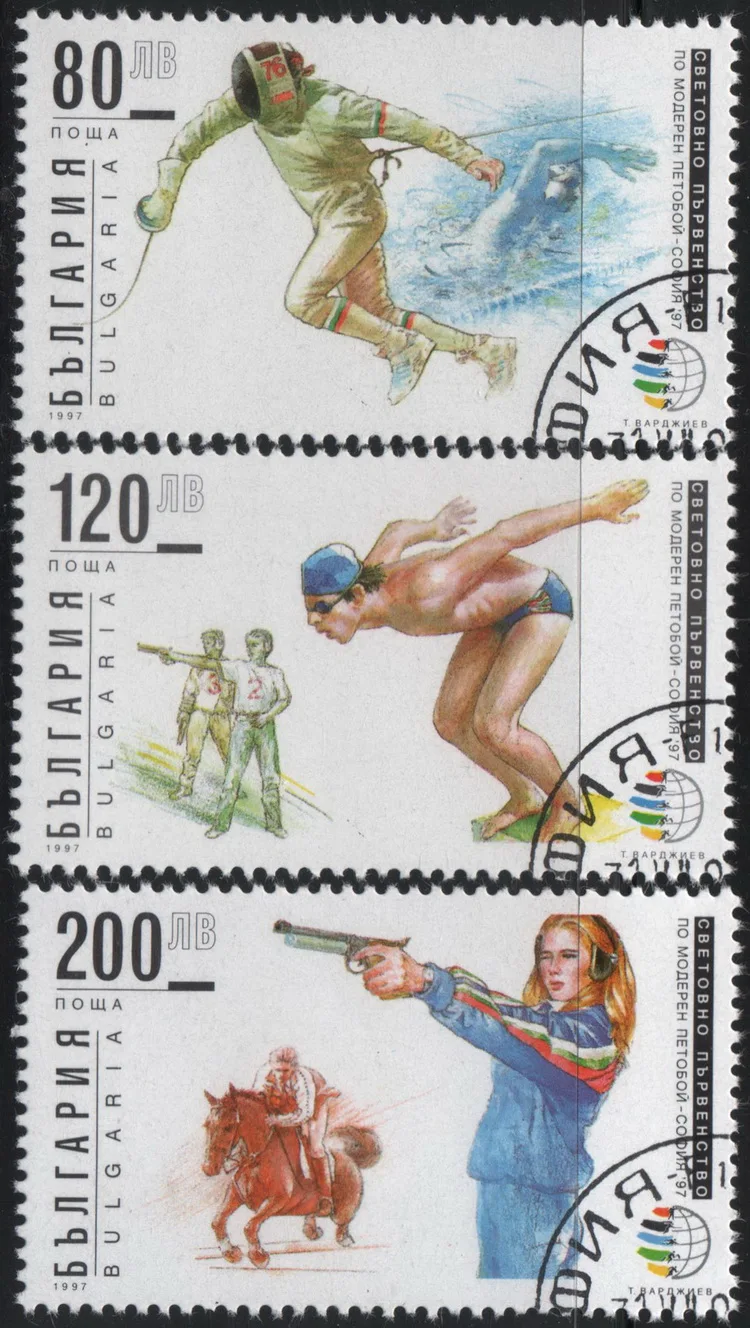 

3 шт./компл. почтовые марки Болгарии 1997 для спортивных игр, почтовые марки для коллекционирования