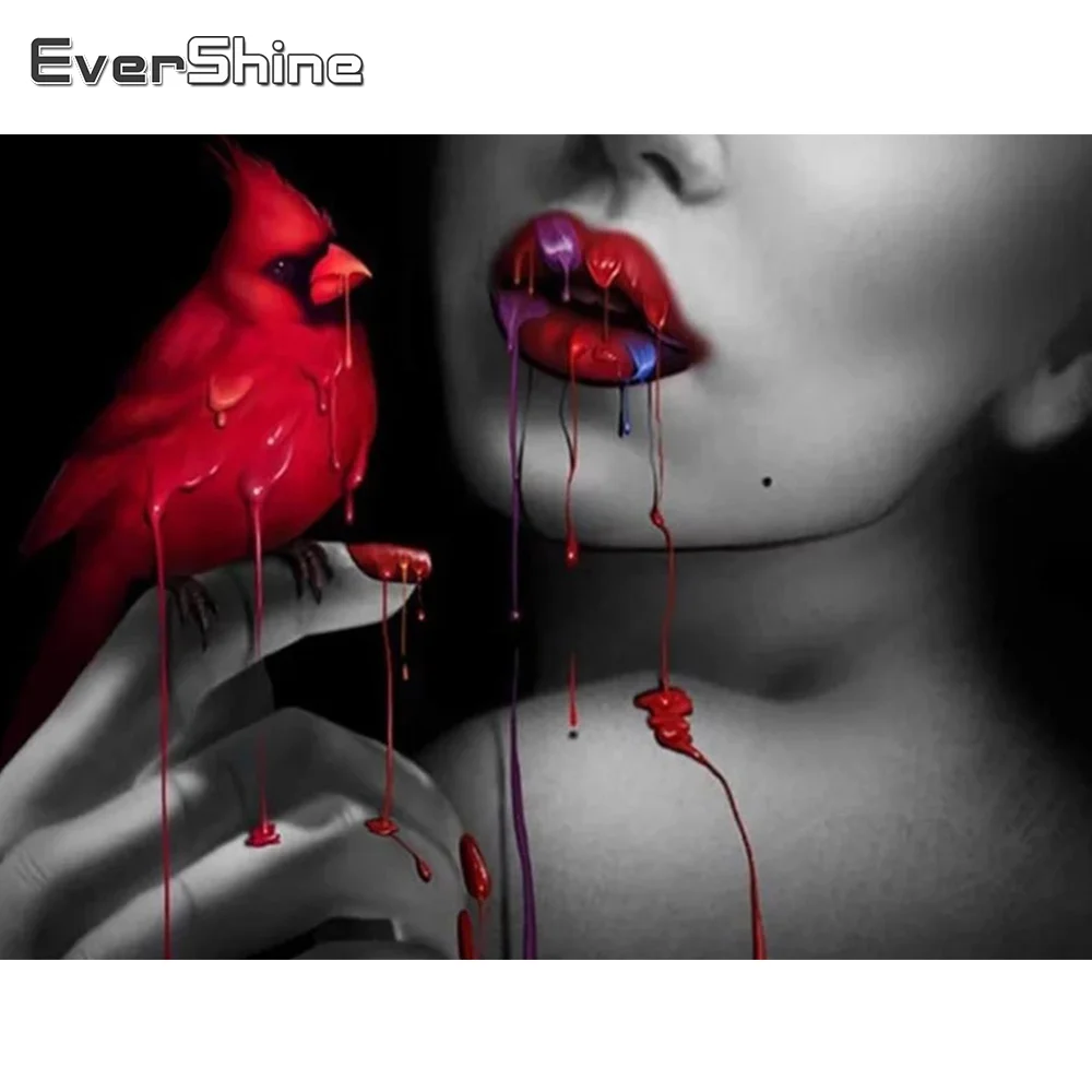 

Evershine Алмазная мозаика женщина картина стразами Алмазная живопись портрет подарок ручной работы Алмазная вышивка черно-белый рукоделие кустарный декор для дома