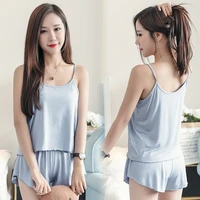 spring and summer womens wear comfortable modal cotton simple sling home wear pajamas two piece