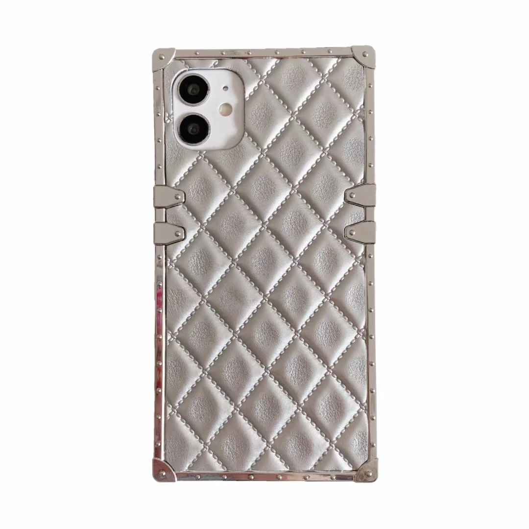 luxury square pu leather lattice cover for iphone 11 pro max x xr xs max 6s 7 8 plus free global shipping
