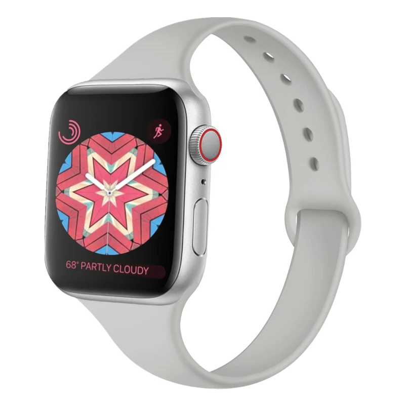 Тонкий ремешок совместим с Apple Watch seres 5 4 40 мм 44 силиконовый Спортивная петля ремешок для наручных часов iWatch, версия 1, 2, 3, ремешок 38 мм 42 мм браслет