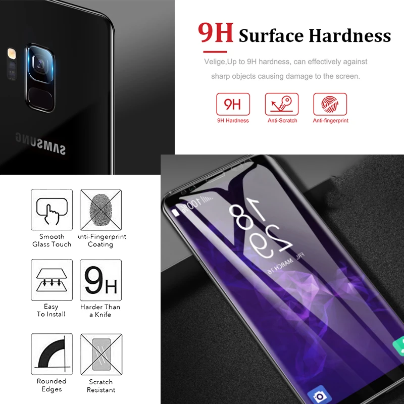 Защитное стекло 2 в 1 для Samsung galaxy s8 s9 plus Защитная пленка экрана с объективом камеры