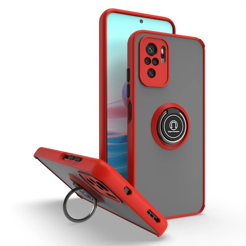 

Shockproof Protection Phone Case For Xiaomi Redmi Note 10 10S 10 Pro Max 5G Anti Scratch Multifunction Magnetic Ring Stand Cover