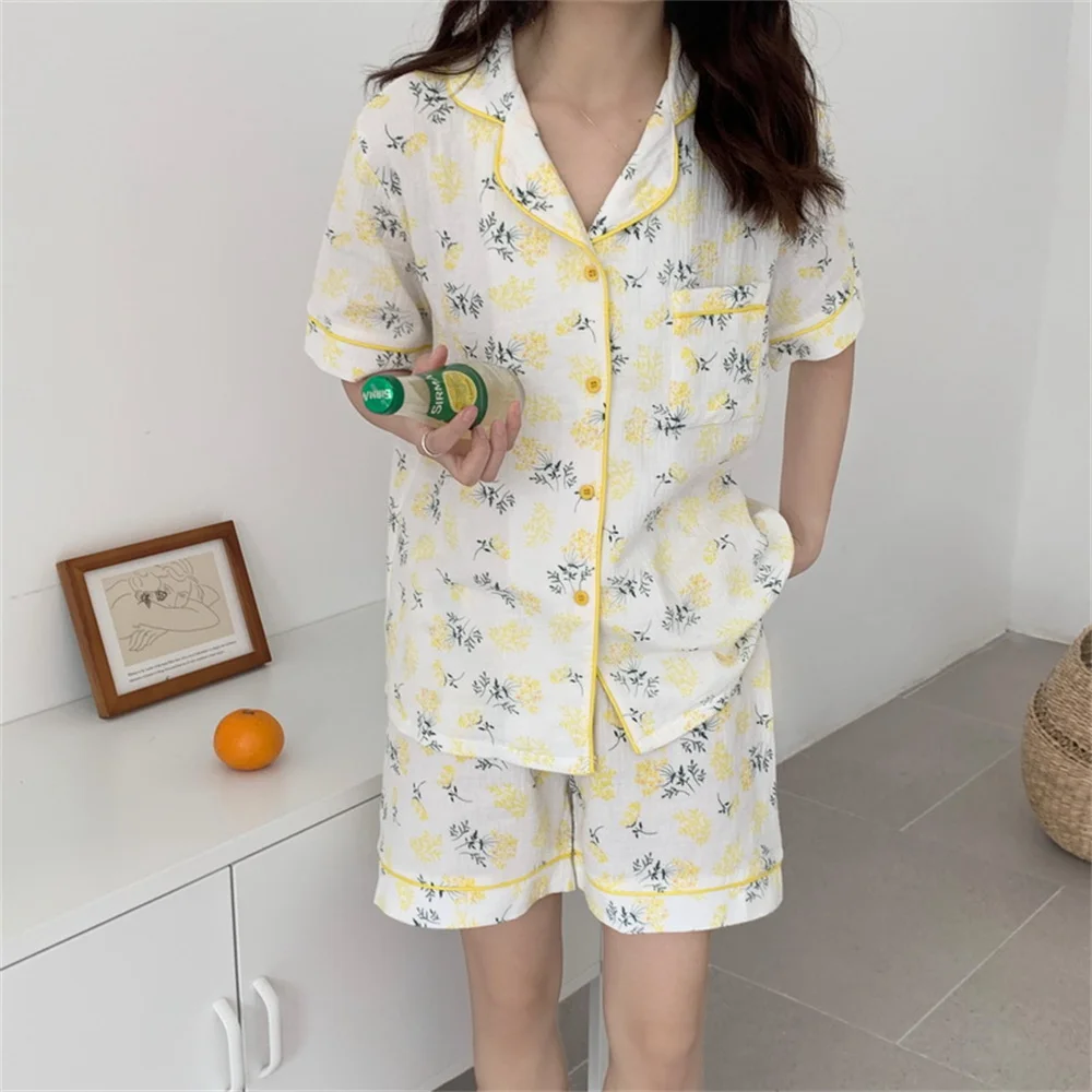 

Alien Kitty 2021 Florals Gentle Soft Chic Casual Homewear Loose Sweet New Hot All Match Pajamas Nightwear Two Piece Suit Sets