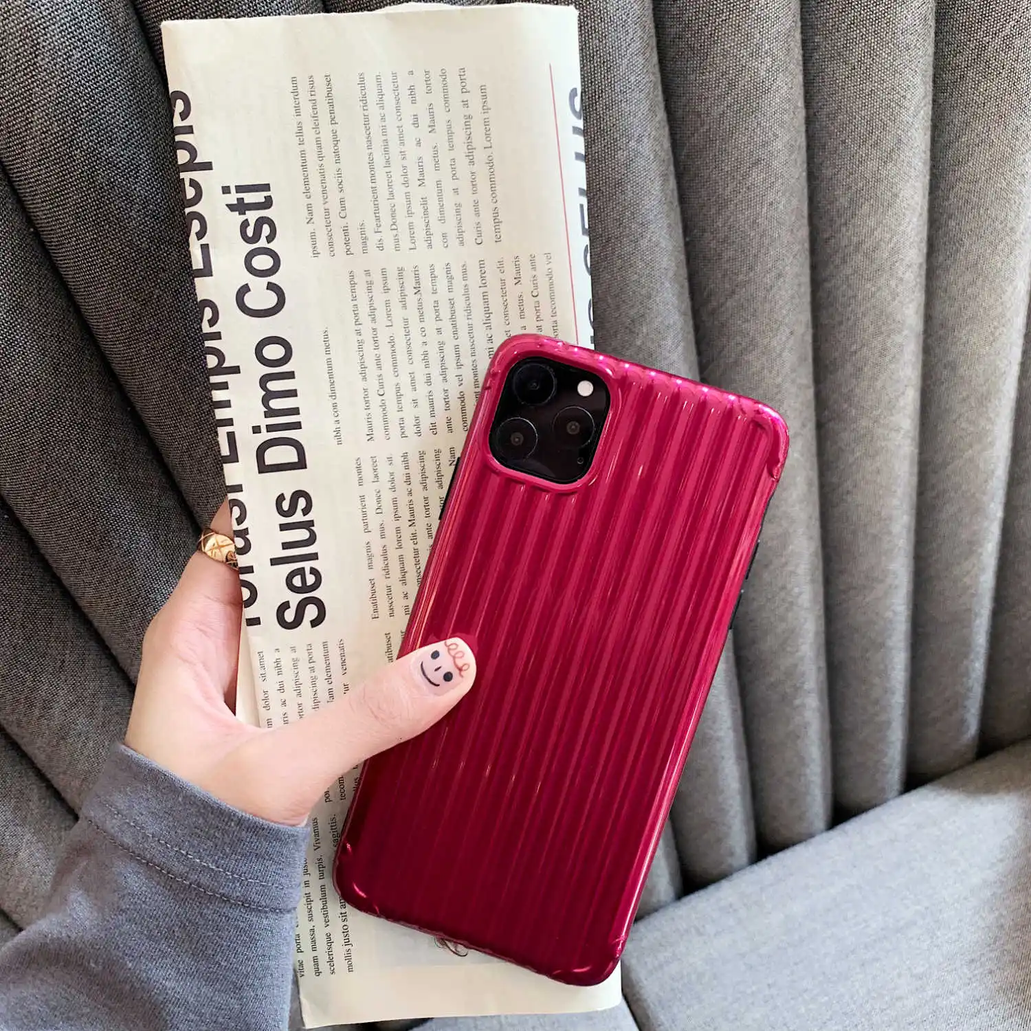 Solid color trend of luggage plating For iPhone 11 Max XR X iphone XS 7 8 6S 7Plus Cases Bear Concave convex antiskid case |