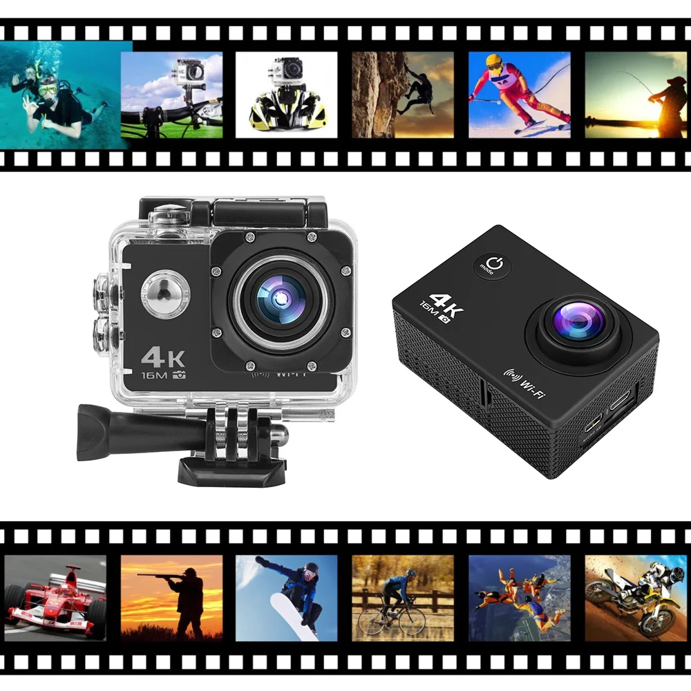 Продажа 4K 16MP со сверхвысоким разрешением Ultra HD, Спортивная Экшн-камера Камера 170 градусов Широкий формат Wi-Fi видеокамера с Водонепроницаемый Чехол Н...
