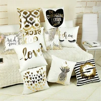 hot sofa super soft pillow case merry christmas pineapple pattern love letters bronzing white black modern pillow cushion cover