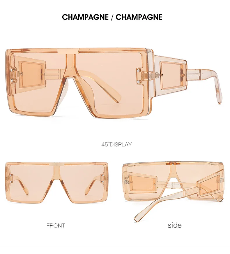 Übergroßen Goggle Platz Sonnenbrille Frauen Marke Steampunk Einem Stück Flachen Top Sonnenbrille Männer Vintage Großen Rahmen Brillen UV400 – Detail 12