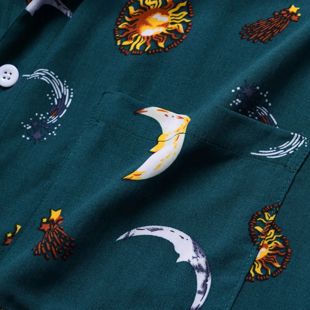 Модная мужская гавайская рубашка с принтом Луны уличная одежда