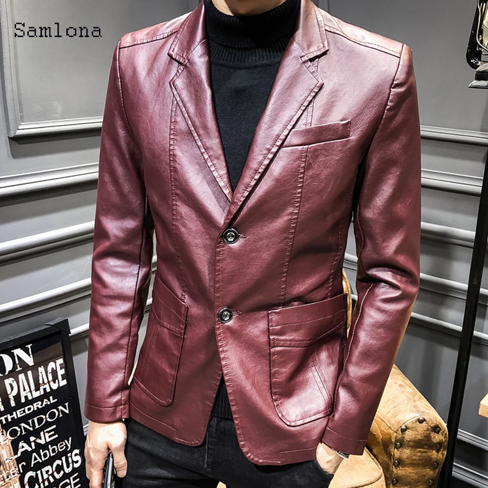 

Демисезонная мужская куртка из искусственной кожи, мотоциклетный и Байкерский облегающий Повседневный Блейзер, пальто, мужские бластеры и...