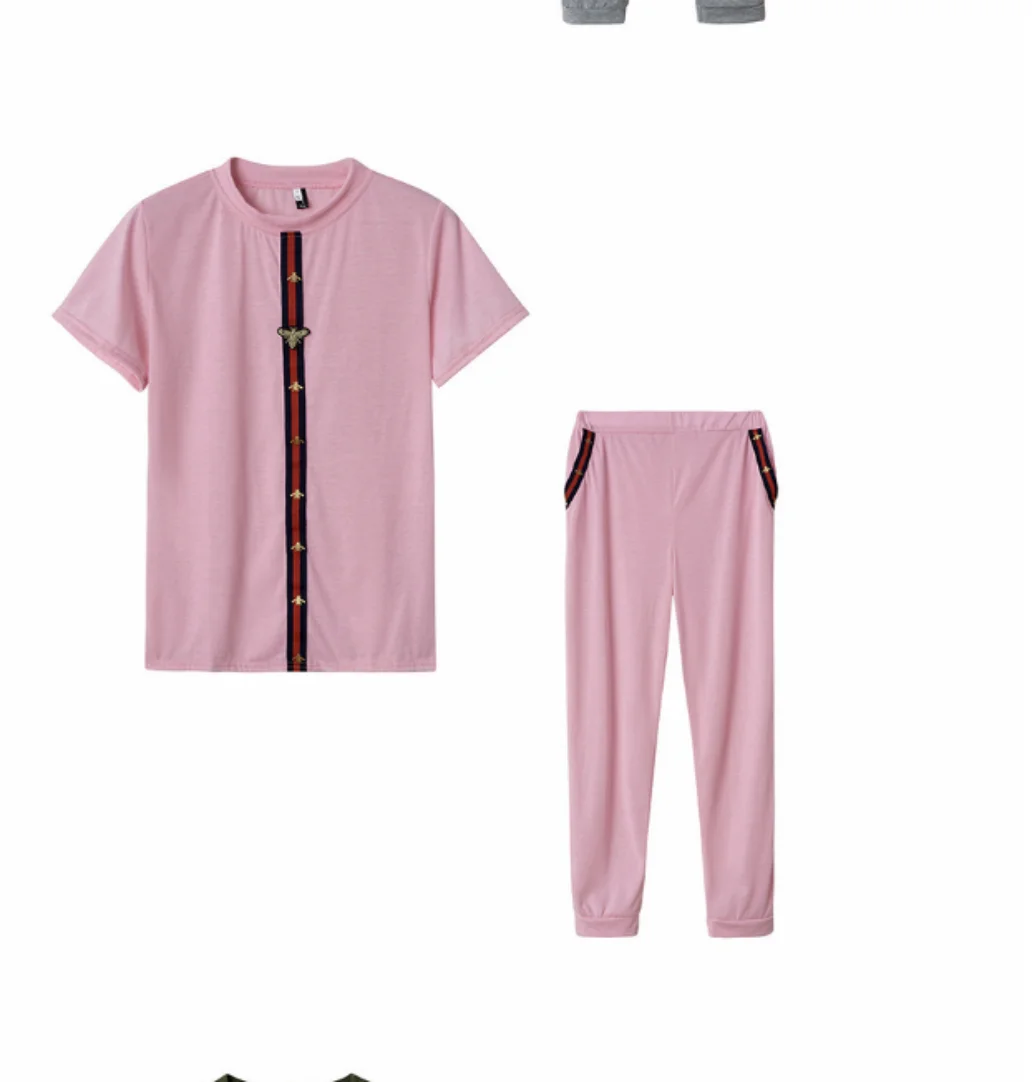 

2021 Europe And The United States Two Piece Suit Women's Short Sleeve Cut Top Trousers Combat Sports Two Piece Suit Women's Leis