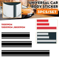 3pcs car styling stripes sticker racing sports hood engine cover strips vinyl decal stickers roof rear trunk diy decoration