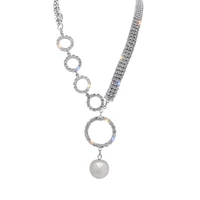 trendy diamond round pearl pendant necklace chain necklace for women accessories fashion jewellery