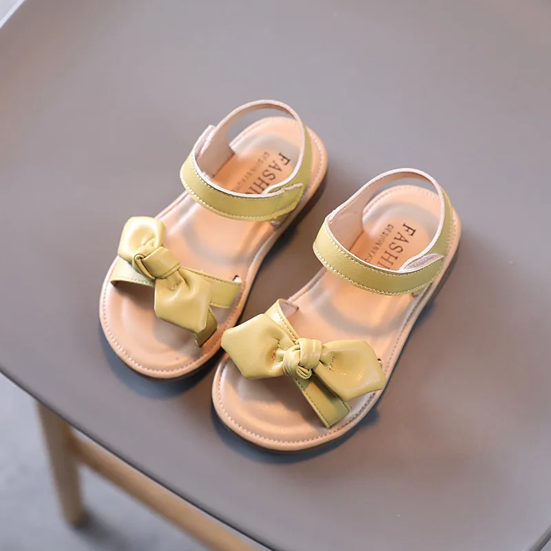 

Children's Summer Girls New Kids Shoes Cartoon Bowtie Soft-soled Sandals Princess Beach Shoes Cute for Party Fashion Non-silp