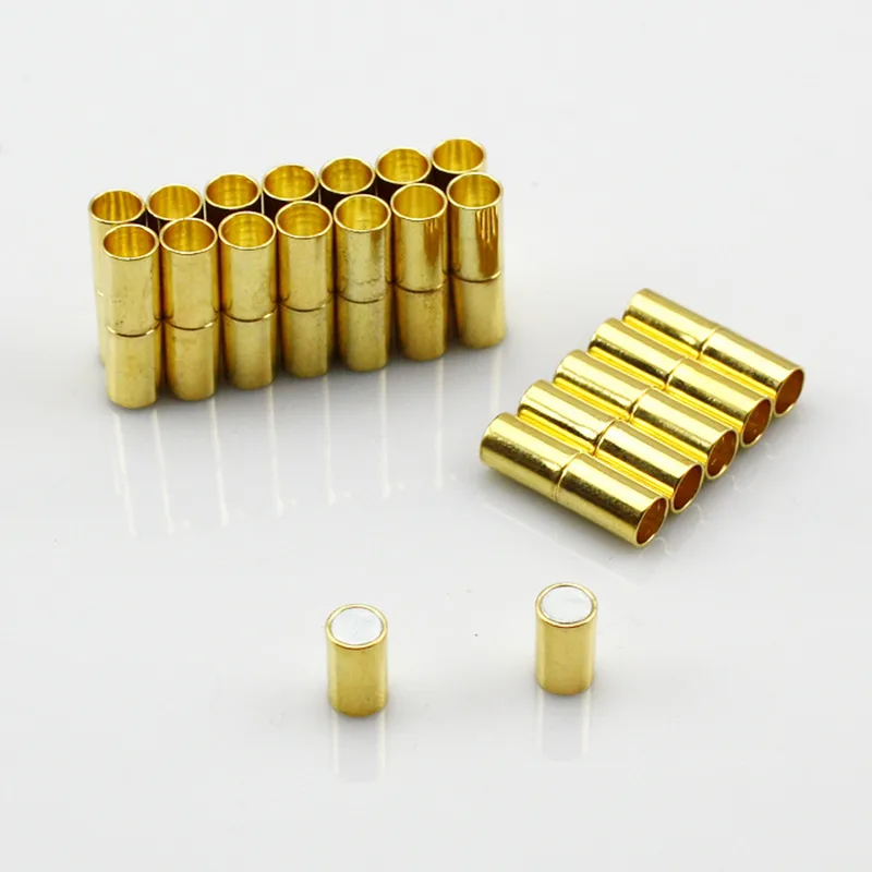 

5x Quality Gold Barrel Magnetic Clasp Leather Chain jewelry fittings Inner hole 5mm