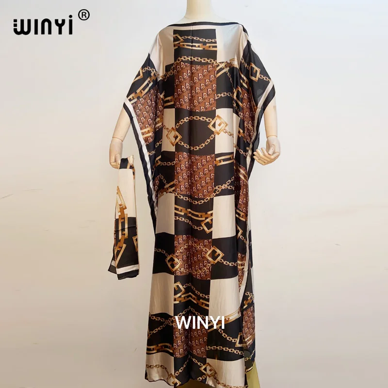 

Kuwait Dashiki Dress Print Bohemia Hijab Loose Elegant مسلم مجموعات Bazin caftan Gowns Broder Riche Sexy Lady Party maxi beach