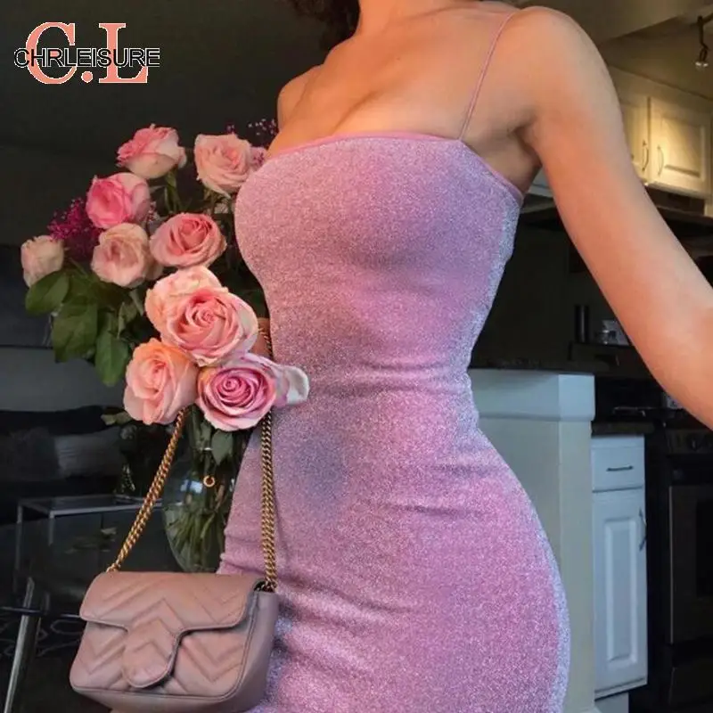 CHRLEISURE 2019 Новое Сексуальное Платье для ночного клуба с тонким плечевым ремнем