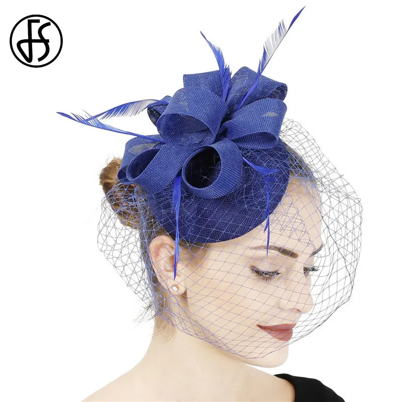 FS Для женщин вуаль дот Шапки увлекательный Sinamay база для волос заколка шляпка