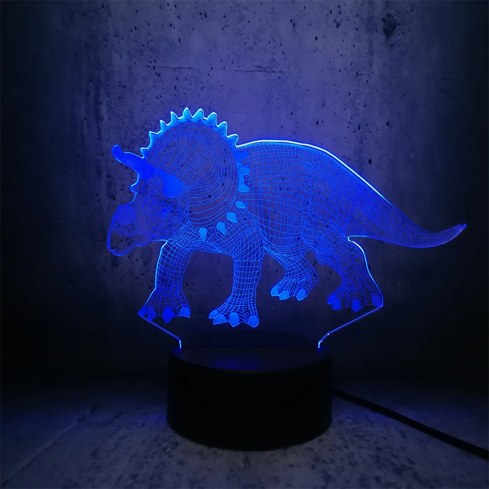 Трехмерная светодиодсветодиодный лампа Triceratops для фанатов динозавров фигурки из