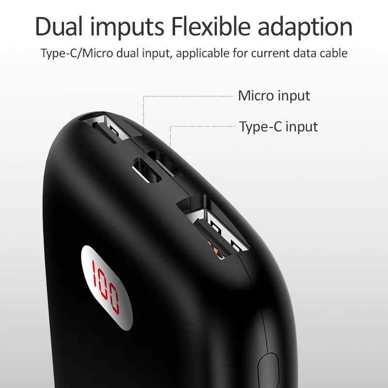 USAMS power Bank 10000 мАч светодиодный дисплей с двумя портами usb мини-Банк питания для Xiaomi