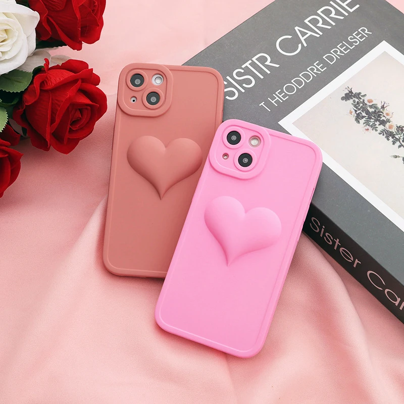 

Three Dimensional Love Phone Case For iPhone 11 12 13 Pro Max Soft Silicone Back Cover