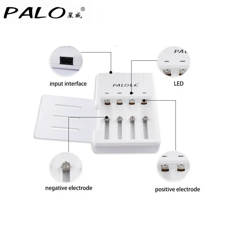 PALO Smart LED зарядное устройство для 14500 18650 26500 литиевая батарея 3 7 V 4 слота + rechargerbale