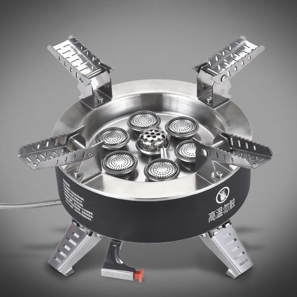 

18000W High-power Camping Stove with Piezo Ignition Windproof Seven-core Gas Stove Foldable Backpacking Stove Hiking Traveling