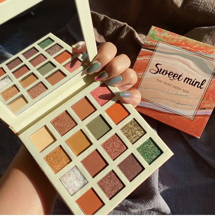 Брендовые мерцающие матовые тени для век Палитра 16 цветов блестящая