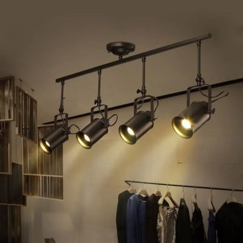 

Nordic Retro Loft Track Light RH American Industrial LED Black Ceiling Vintage Spot Pendant Light Lamp Lustres Bedroom