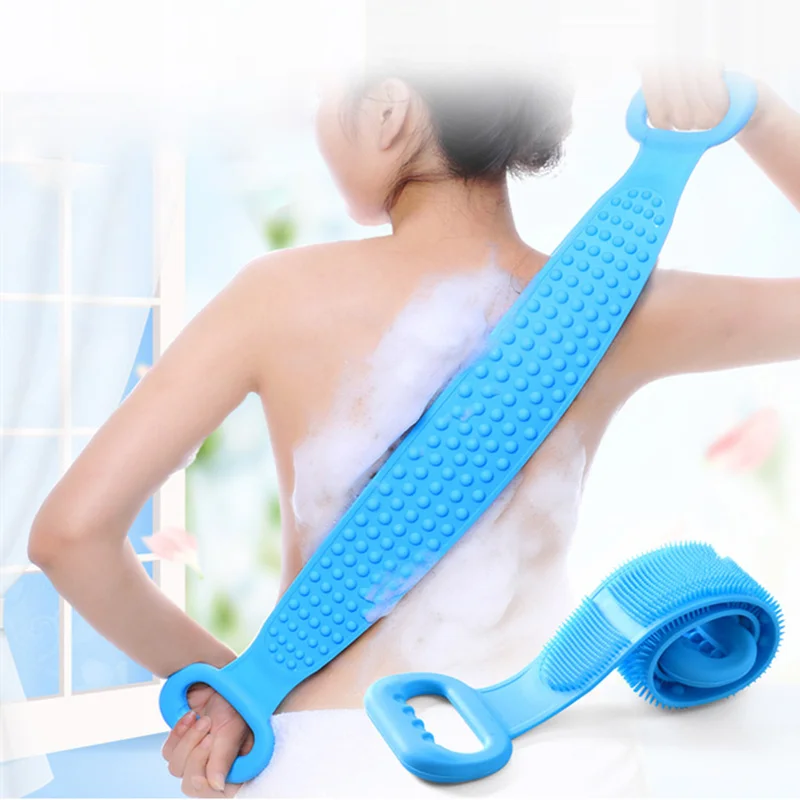 

Silicone Brushes Bath Towels Rubbing Back Mud Peeling Body Massage Shower Extended Scrubber Skin Clean Shower Brushes