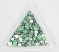 green opal glass 3d nail art decorations ss3 ss4 ss5 ss6 ss8 ss10 ss12 ss16 ss20 ss30 ss34 crystal nails non hotfix rhinestones