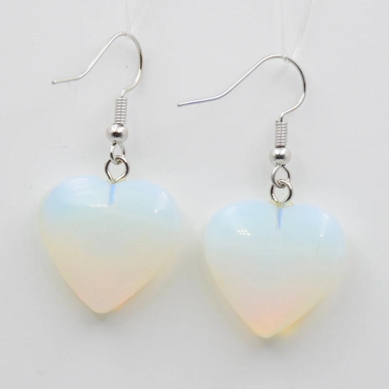 Серьги из натурального камня в форме сердца крючка подвеска серьги-капли розовый