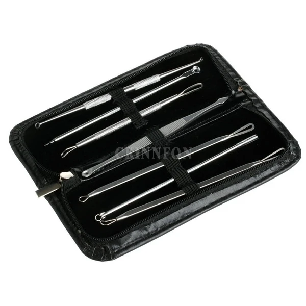 

60Set 7 Pcs/Set Blackhead Pimple Blemish Comedone Acne Extractor Remover Hand Tool Set Kit