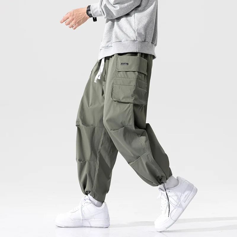 

2021 Summer Casual Pants Men's Hong Kong Style Loose and Comfortable National Trend Youth Japanese Solid Color Student's Capris