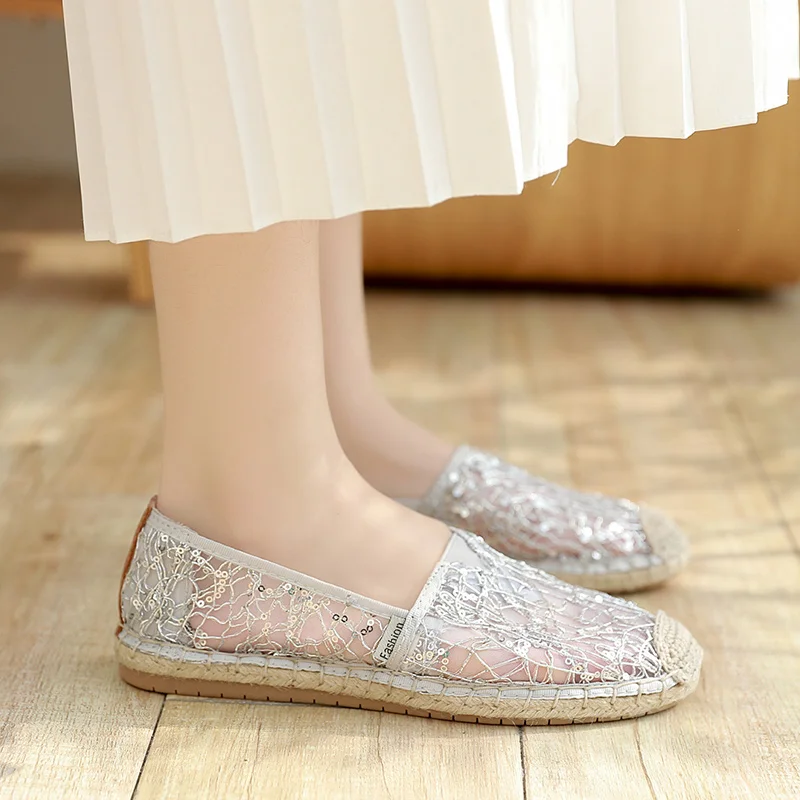 Летнее модное платье с кружевами и прямым валиковым швом Дышащая обувь для