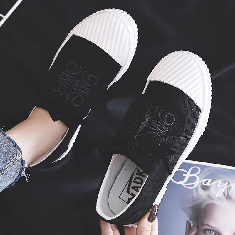 

Women Canvas Sneakers Spring Autumn yellow embroidery vulcanized shoes Platform Skateboard sports espadrilles