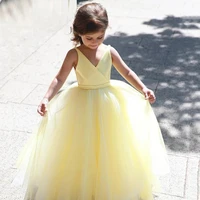 simple yellow aline girl princess flower girl dresses birthday pageant robe de demoiselle first communion colorful
