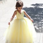 Простое желтое аниме платье принцессы с цветами для девочек, платье на день рождения, Красочное платье для свидетельницы на Первое причастие