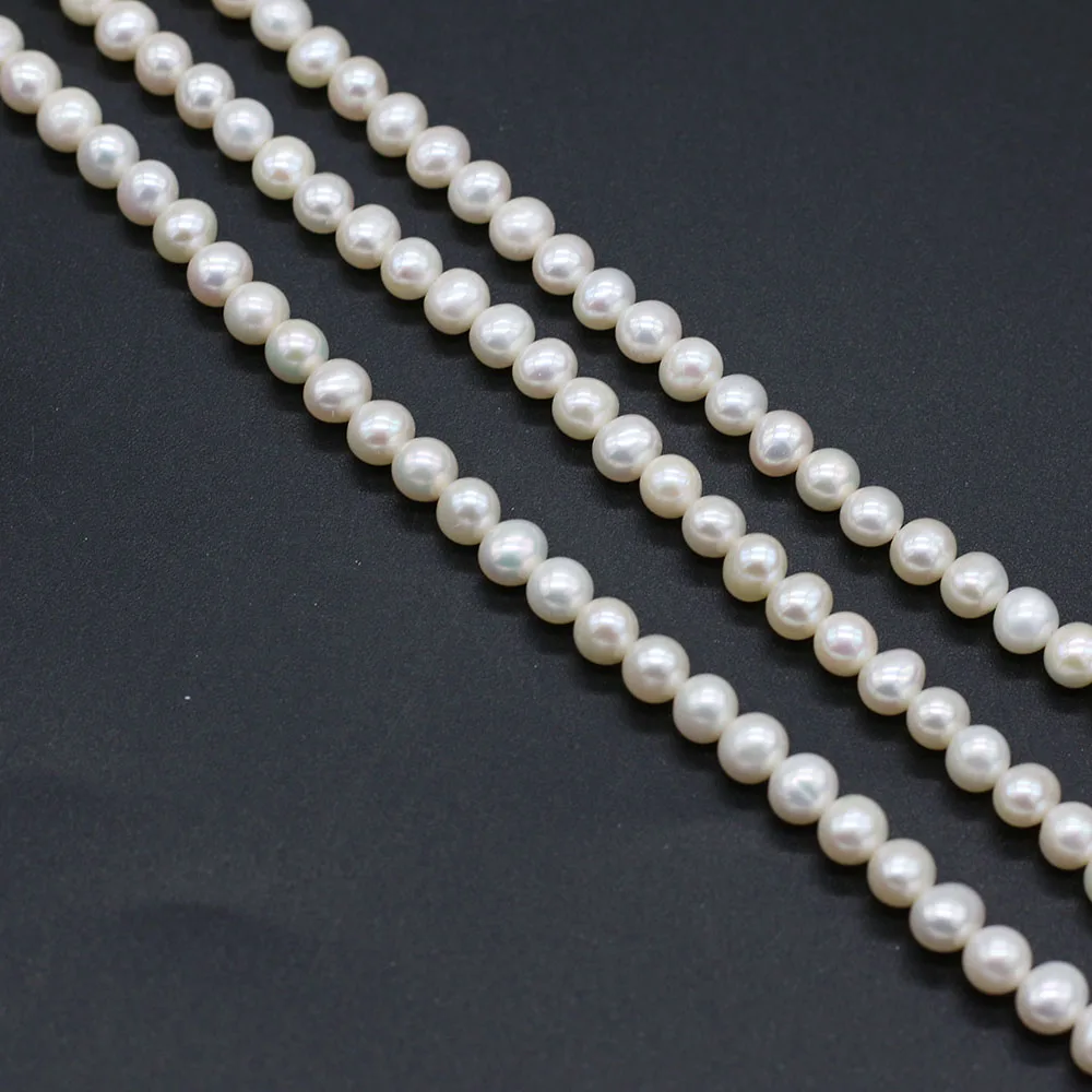Real Natural Freshwater AAA Pearl Beads Near Round White Loose Pearls For DIY Craft Bracelet Necklace Jewelry Accessories Making