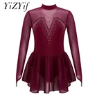 Детское платье для подростков, блестящее платье стразы из тюля для фигурного катания на роликовых коньках, балетные гимнастические леотарды, танцевальная одежда для девушек