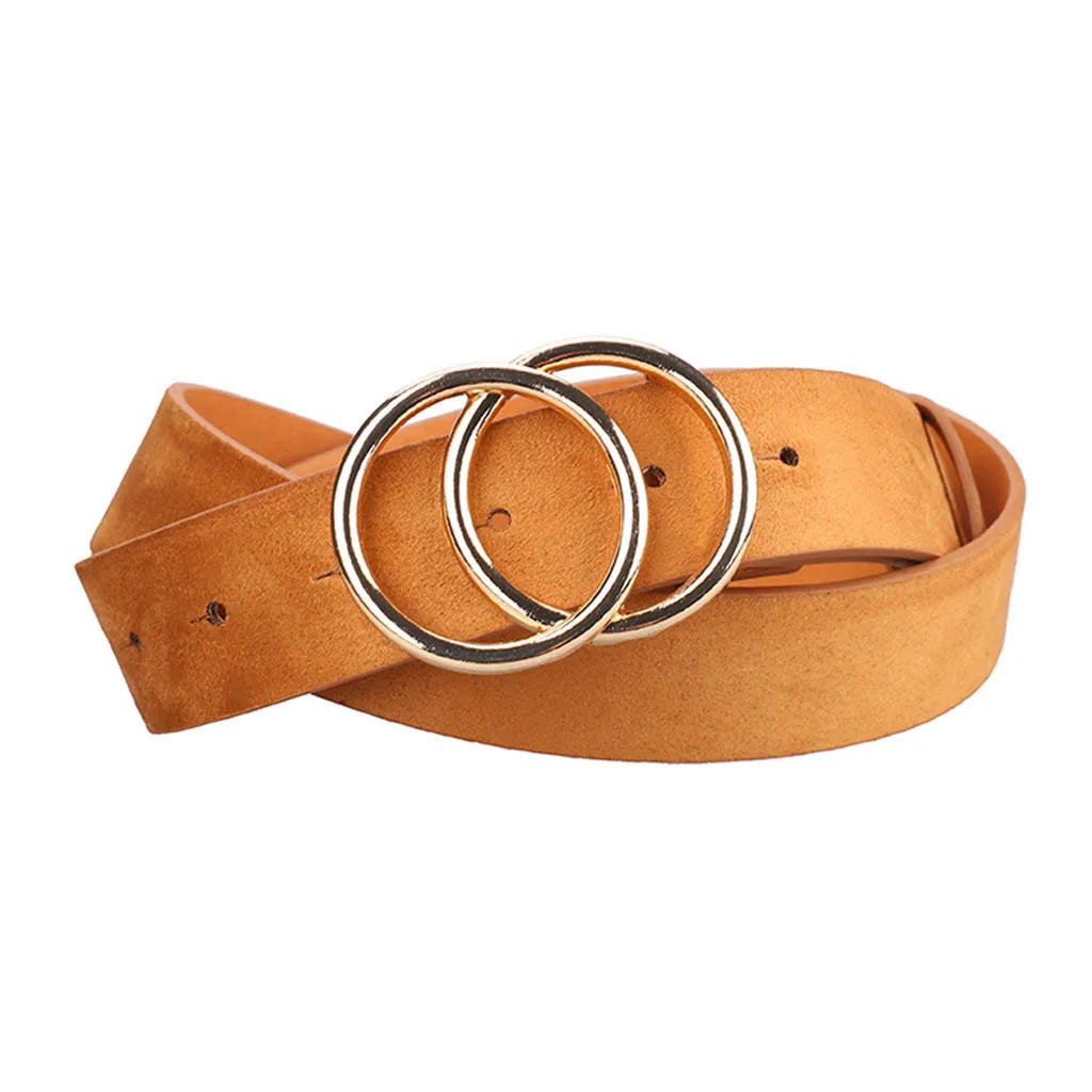 

Women's Leather Belt Fashion Soft Faux Leather Waist Belts Solid color iron ring belt Belt Ceinture